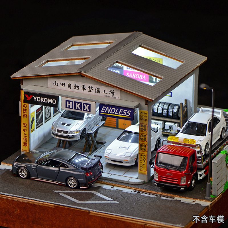 Model Kit Display - 1:64 Ölçekli DIY Oto Tamir Atölyesi